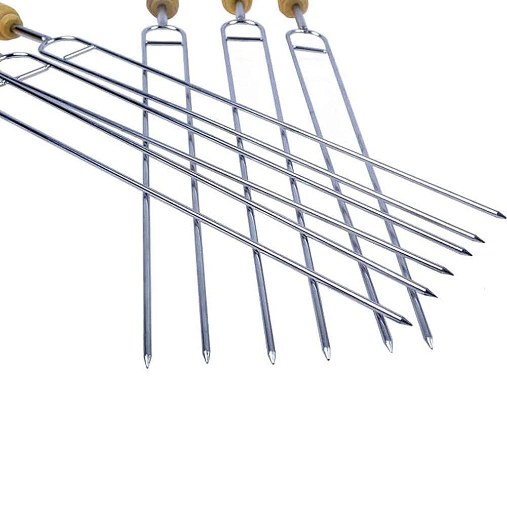 Barbecue all'aperto 6PCS Forchetta per tostatura Spiedini di kebab Forchetta per tostatura per spiedini lunghi Bastoncini di kebab Spiedi per barbecue Spiedi per griglia Spiedi per grigliate-55cm (3