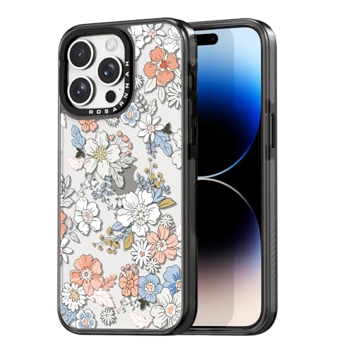 Rosarnnah for iPhone 14 Pro Max Case Aesthetic Black, Lovely Flower