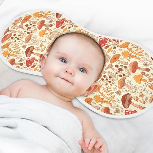 J JOYSAY Mushroom Plant Beige Baby Burp Cloths for Boys Girls Large 22''x11'' Cotton 4 Layer Milk Spit Up Rags for Girl Babies one sizex44