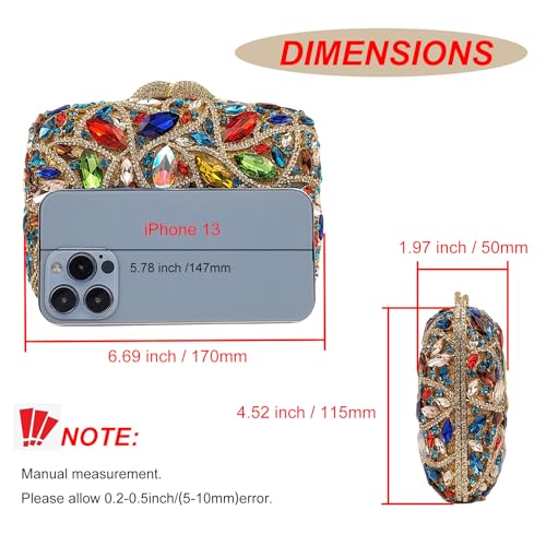 Image of Colorful Crystal Clutch Box Handbag Women Sparkling Evening Bags for Wedding Party Prom Purse