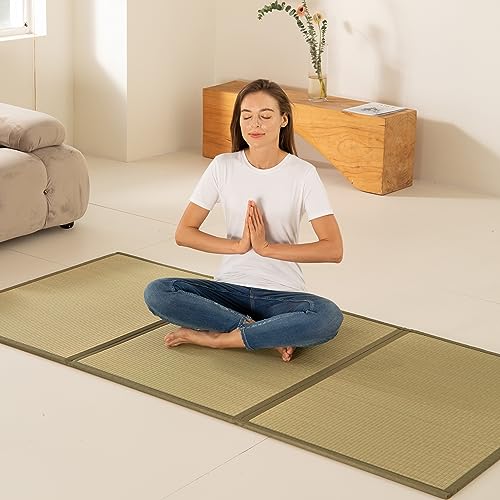 MustMat Tatami Mat Rush Grass Tatami Colchón japonés tradicional plegable (Twin_xl-39 x 82 pulgadas)