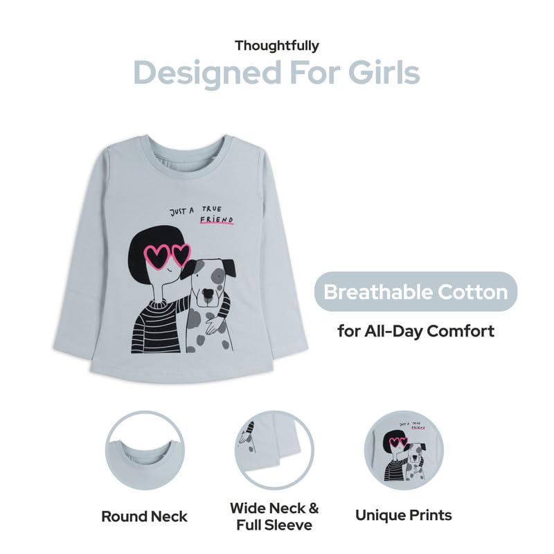 Image of Real Basics Girls Regular Fit Full Sleeves Tshirt (Pack of 3)