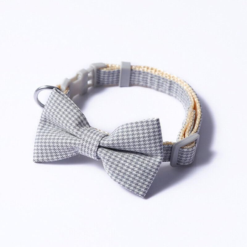 Dog Trust Nylon Cute Plaid Collar Pet Accessories Bow Collar Solid Collar Pet Collar Adjustable Grey,?18 cm,W_11 cm (B0CHSBFVFH) Amazon Price History, Amazon Price Tracker