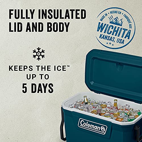 Image of Coleman Classic Series Insulated Portable Wheeled Cooler, Leak-Resistant Outdoor Hard Cooler Keeps Ice up to 5 Days, 62qt /65qt /100qt Options