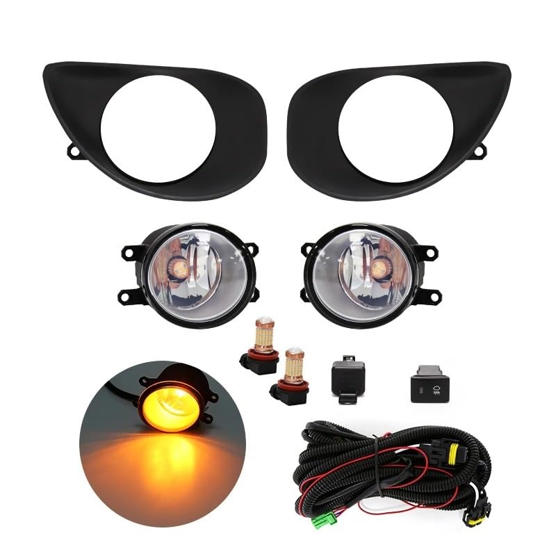 Kit feu antibrouillard LED jaune 12V complet avec câblage pour Yaris 2007 2008