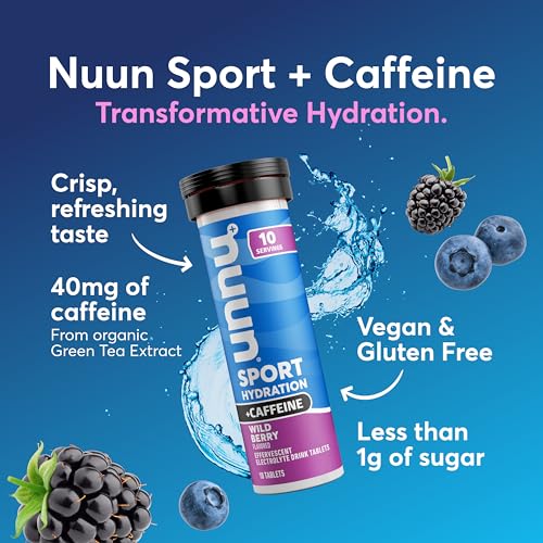 Image of Nuun Sport Electrolyte Tablets with Caffeine Wild Berry, GF & Vegan, 8 Pack
