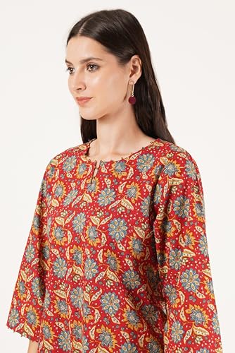 Image of Amazon Brand - Anarva Jaipuri Cotton Printed Short Kurti for Women