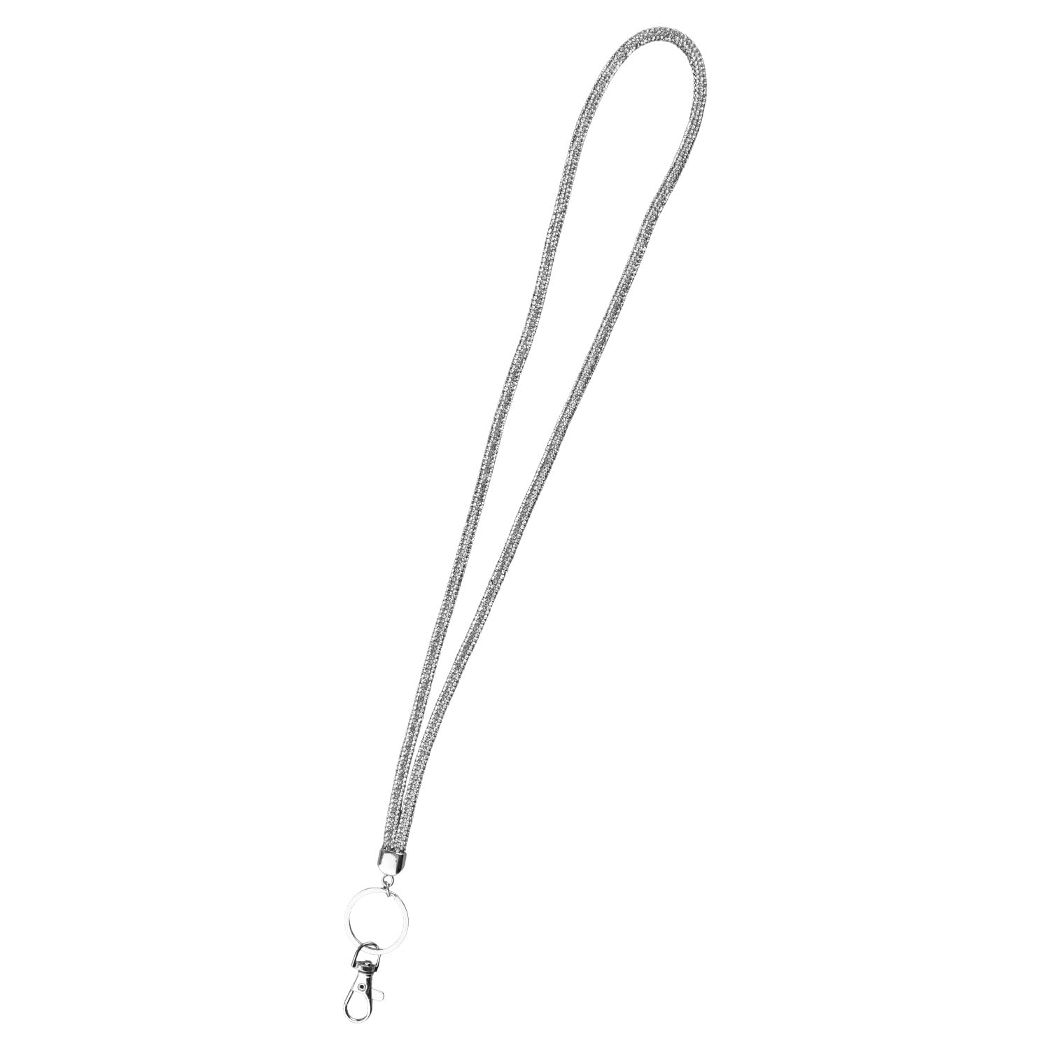 Wellrun Crystal Rhinestone Lanyard Neck Strap,Glitter Badge Holder Lanyard with Lobster Clasp,Stylish Bling Necklace for ID Cards, Keys,Phones,Students,Office Workers(White)