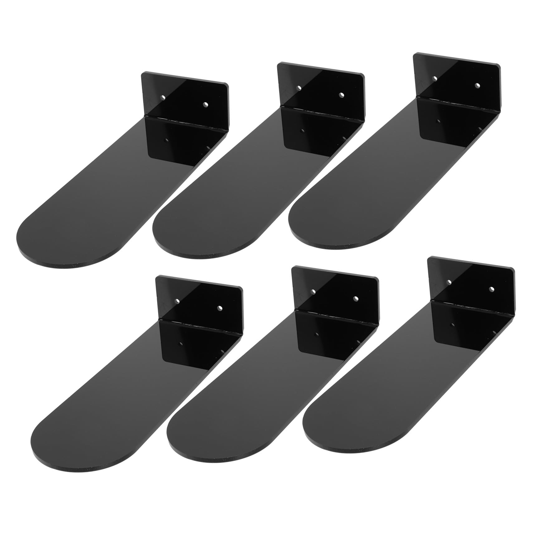SHINEOFI Set da 6 Mensole Fluttuanti per Scarpe in Acrilico Nero Montaggio a Muro e Bordi Arrotondati, Espositore Raffinato per Scarpe Collezione e Attività Fisica