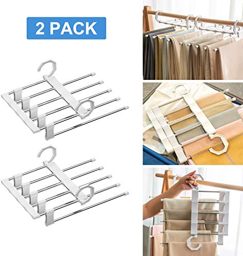 SOSOPIN Pants Hangers Space Saving Open Ended Pants Hanger 5 Tiered Pants Clothes