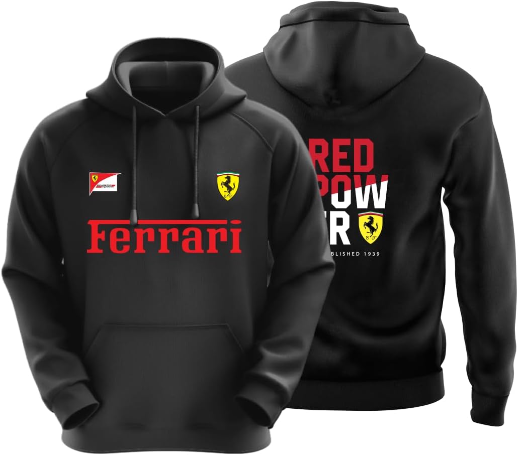 RED Power Motorsport Hoodie for Car Enthusiast for Men & Women Black Hoodie 100% Cotton Car Printed Hoodies.
