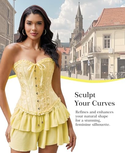 Bustier Corset Top for Women | Overbust Lace Up Waist Cincher Shapewear Lingerie - Image 2