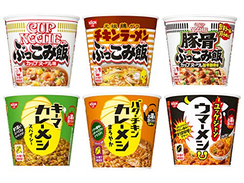 【6種アソート】 日清食品 カップヌードルぶっこみ飯 90g / チキンラーメン ぶっこみ飯 / カップヌードル 旨辛豚骨 ぶっこみ飯 / キーマカレーメシ スパイシー / バターチキン カレーメシ まろやか / ウマーメシ ユッケジャン (各種1個ずつ 計6個セット)