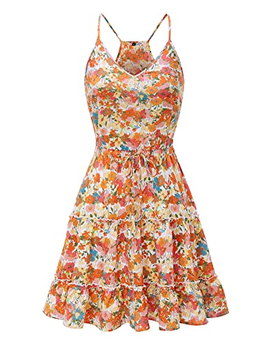 Image of Newshows Women's Summer Casual Dress Cute A Line Ruffle Hem Flattering Fit Beach Vacation Sundress