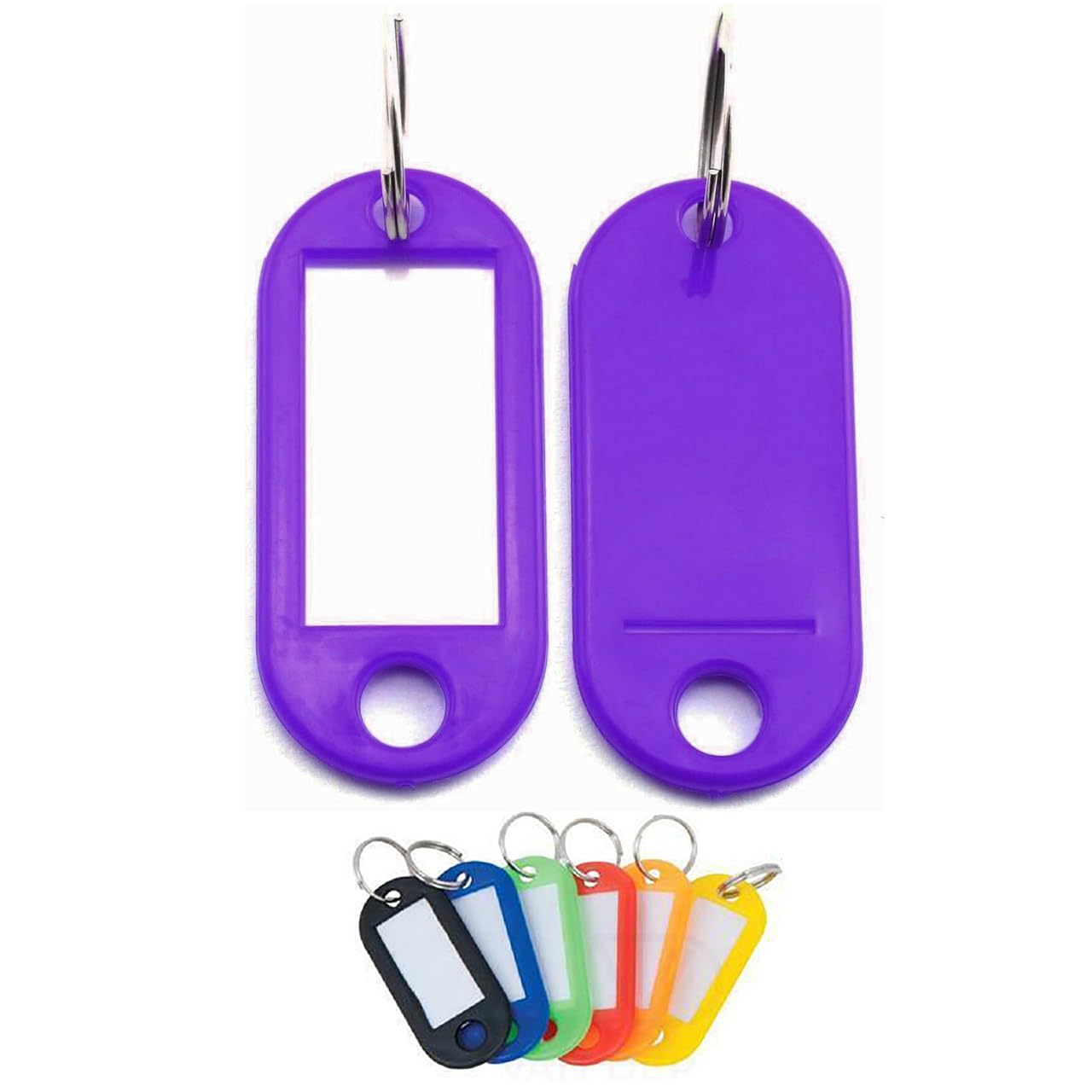 Plastic Key Tags Keyring ID Label FOB Mixed Colours (Purple (100PCS))