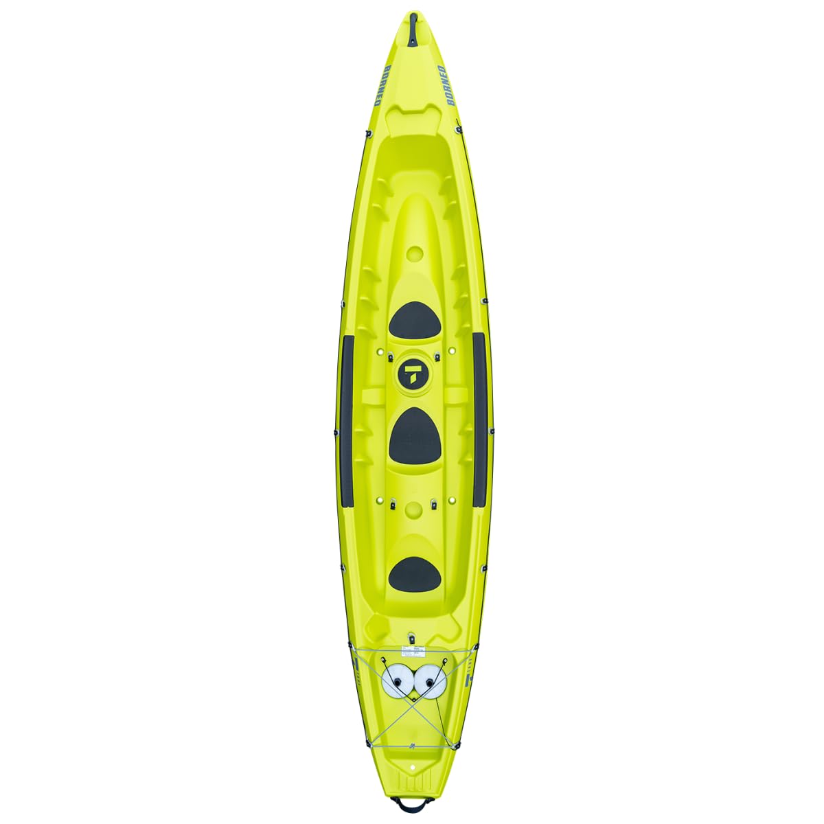 Canoa Rigida Borneo Pack Lime/Grey 112844 + 2 Pagaie Touring-1 Fissa + 2 Schienalini Standard TAHE / Bic Sport