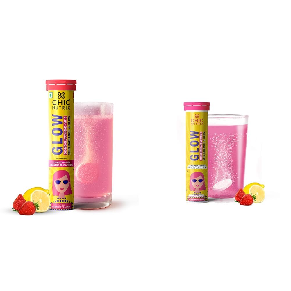 Chicnutrix Glow- 20 Effervescent Tablets| Japanese Glutathione & Vit. C| Antioxidants for clear, glowing skin| Sugar-free, Strawberry-lemon flavour|Chicnutrix Glow Glutathione Effervescent Tablets-image-24