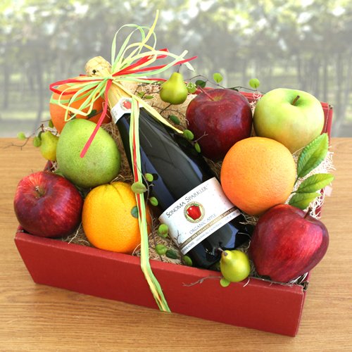 Organic Fruit and Sparkling Juice Gift Basket Great