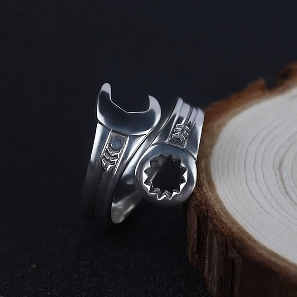 Open Wrench Tool Ring for Men and Women - Adjustable Biker Spanner Mechanic Ring - Personalized Christmas Jewelry Gifts