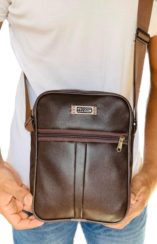 Brown Leather Side Bag for Men – Trendy Office & Daily Use Messenger Bag Brown-picture-45