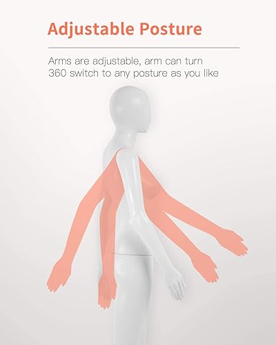 Miniatura 3 de Maniquí femenino de cuerpo completo de 69 pulgadas con base de metal ajustable para tiendas de ropa, blanco