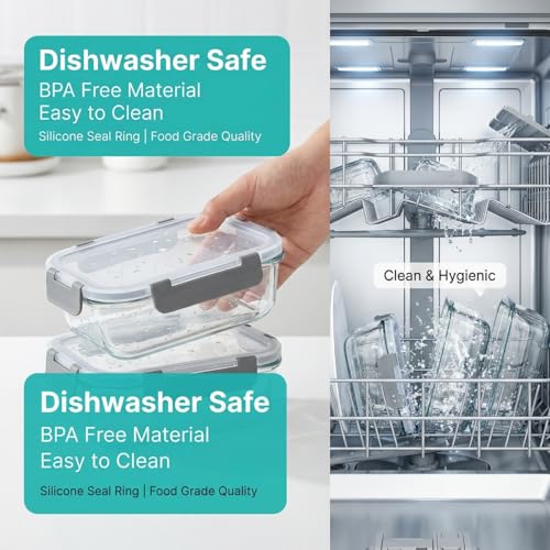 OFFASST Glas Frischhaltedosen Set & Meal Prep Boxen, 2x370ml Borosilikatglas Behälter mit BPA-freiem Deckel… – Ansicht 6