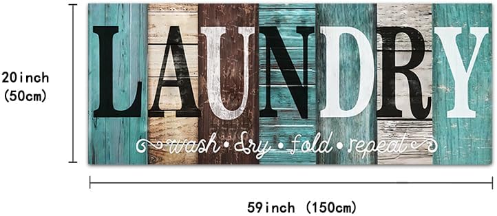 Laundry Room Rug Runner 20"X59"Teal and Brown Abstract Wood Non Slip Laundry Rugs and Mats for Laundry Room Decor Washable Runner Rugs for Farmhouse Kitchen Floor Laundry Bathroom Area Rugs