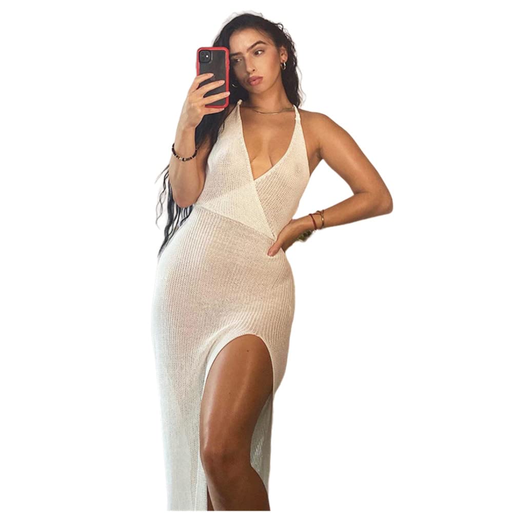 Robe Crochet Blanche Transparente L Ajustable pour Sublimer le Bikini - 6