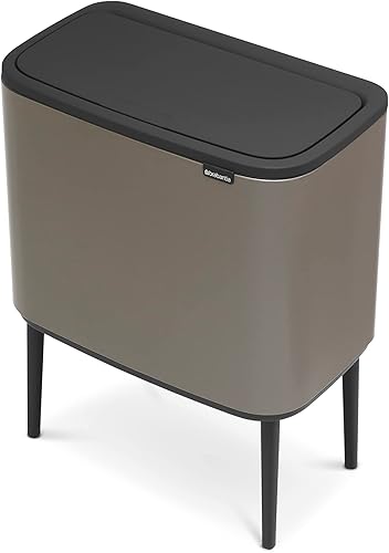 Vista 128 de Brabantia Bo - Cubo de basura – 1 cubo interior de 9.5 galones (acero mate FPP) cubo de basura para residuos/reciclaje, compartimento extraíble +