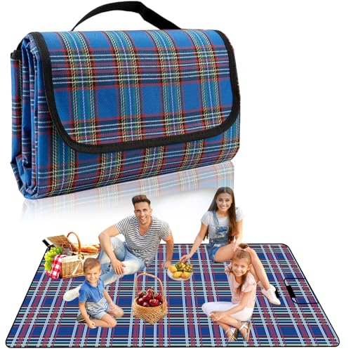 OXNSHEJW Picnic Blanket, Waterproof Outdoor Blanket Large Picnic Blanket Foldable Picnic Mat with Carrying Handle, Washable Picnic Camping Blankets for Camping, Park, Garden (150 x 200cm, Blue) OXNSHEJW Picnic Blanket, Waterproof Outdoor Blanket Large Picnic Blanket Foldable Picnic Mat with Carrying Handle, Washable Picnic Camping Blankets for Camping, Park, Garden (150 x 200cm, Blue)
