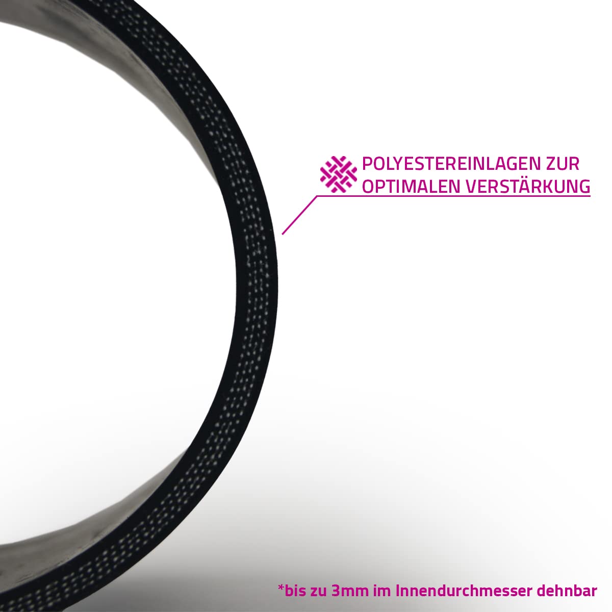 NovaNox® - Tubo flessibile in silicone, 1 m, ID 6-102 mm, dimensioni a scelta, diametro interno: Ø 127 mm, colore: Nero