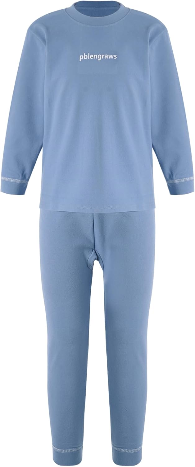 Hularka Kids Winter Thermal Underwear Long Johns Set Girls Boys Base Layer Long Sleeve Letter Print Tops with Pants