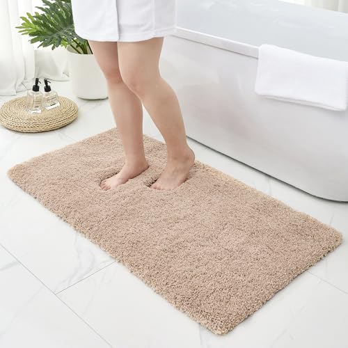 Bathroom Runner Rug 24x70 Beige Machine Washable Plush Long Bath Mat Thick Non Slip Bath Rug for Bathroom Floor Large Absorbent Rug for Tub