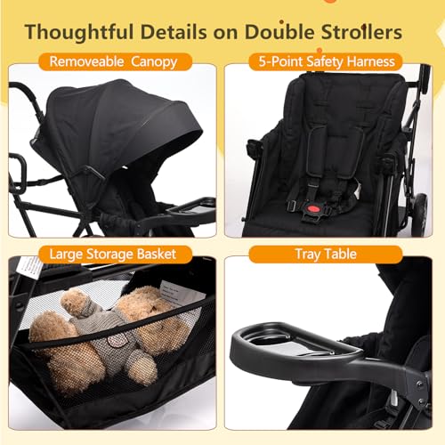 Funyard Sit And Stand Stroller,Single&Double Baby Stroller,Lightweight Travel Folding Stroller For Newborn&Toddler With Rear Bench And Standing Platform,5-Point Harness,Canopy,Tray Table,Storage thumb #2