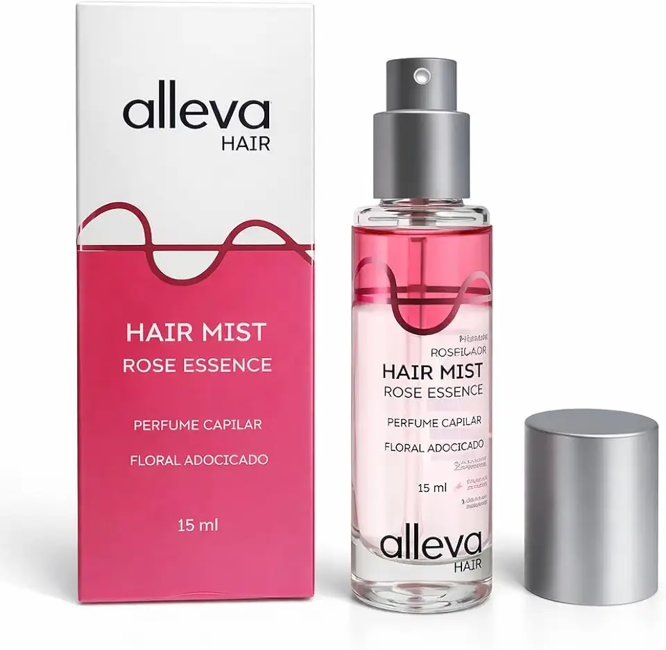 Perfume de Cabelo Alleva Hair Mist 15ml – Perfume Capilar Premium Floral/Frutal (Rose Essence)