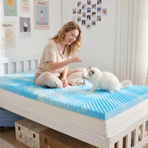 Image of SINWEEK 3 Inch Memory Foam Mattress Topper Twin XL, Twin Extra Long Mattress Pads for College Dorm Single Bed, Pressure Relieve CertiPUR-US Certified, 39x80 Inches, Blue