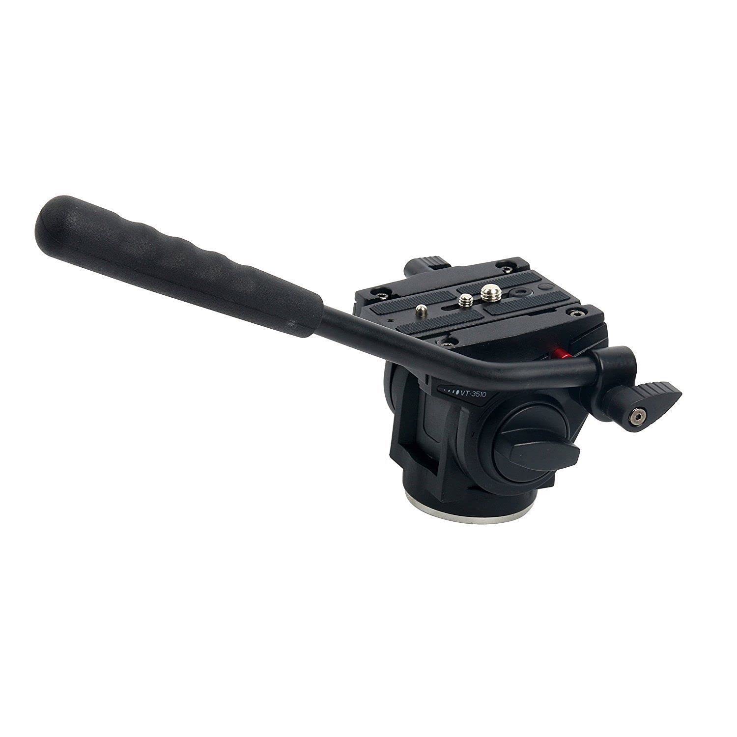 BOWONGVideo Camera Tripod Fluid Drag Pan Head with 1/4 and 3/8 inches Screws Sliding Plate for DSLR Cameras Video Camcorders Shooting Filming up to 5 kilograms(Aluminum Alloy)