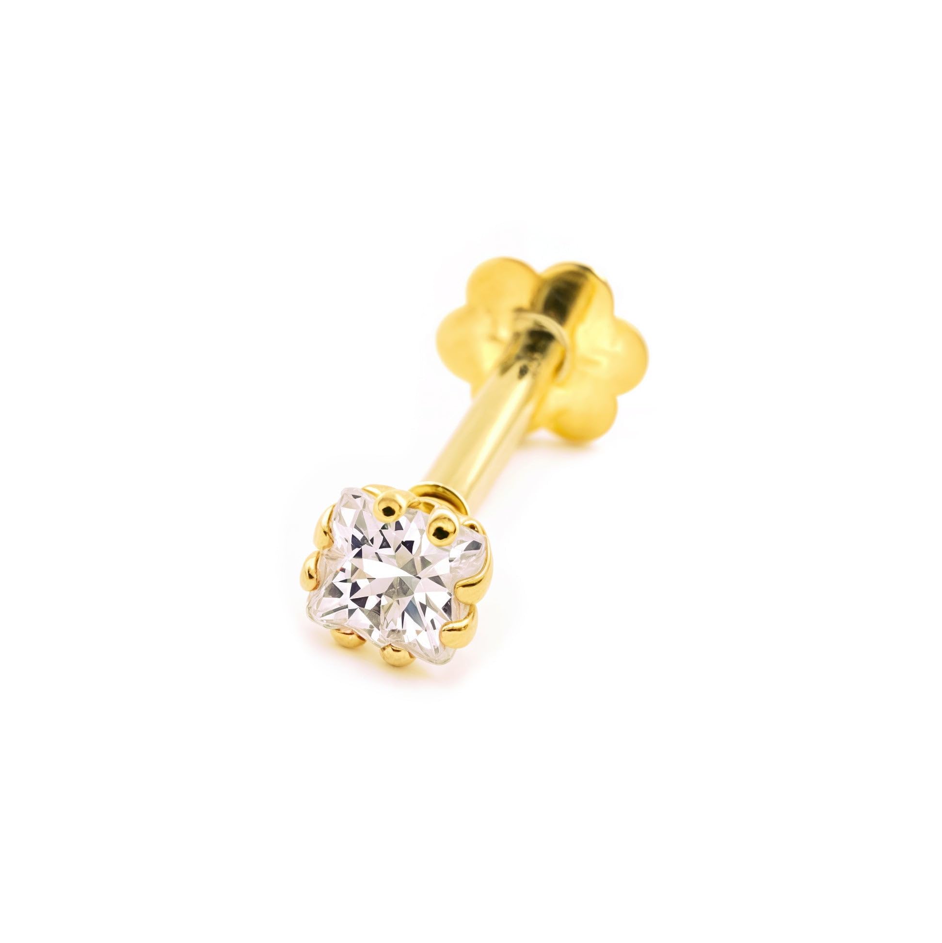 Monde Petit Piercing per cartilagine zircone 2,5 mm - oro giallo 9k (375) - Scatola Regalo - Certificato di garanzia