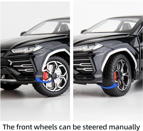 Image of DEOXY 1:24 Lamborghini Urus Car Model, Diecast Pull Back Car Toy car, Doors Open, Light and Sound, Boys Toys Kids Adults Gifts Black