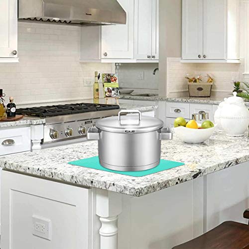 Large Silicone Trivet Mats For Hot Dishes/Pots Pans, Heat Resistant Pot Holder,9"X12" Non Slip Flexible Durable Pot Coaster Kitchen Table Mats Set Of 2 (Teal) #TOP5