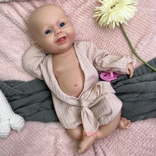 Muñeca de Silicona con Boca Abierta de 45 cm - Bebé Realista de Tacto Suave *****jos Abiertos para el Regalo de la muñeca renacida Sorpresa del Festival