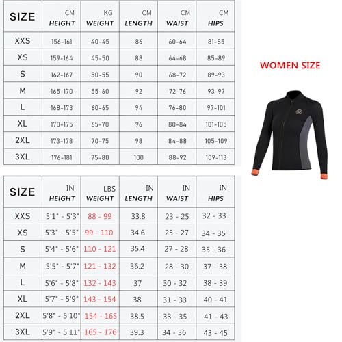 Wetsuit Top Women Men, chaqueta de neopreno 3MM, manga larga con cierre frontal para buceo, surf, manteniento del calor para kayak y natación miniatura 2