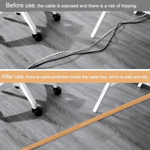 Image of Serplex Self Adhesive Floor Cord Cover, PVC Cable Management, Cuttable Wire Protector, Low Profile Power Cord Concealer for Office, Home, Hallway, Flexible Floor Cable Hider (2X 6.6ft)