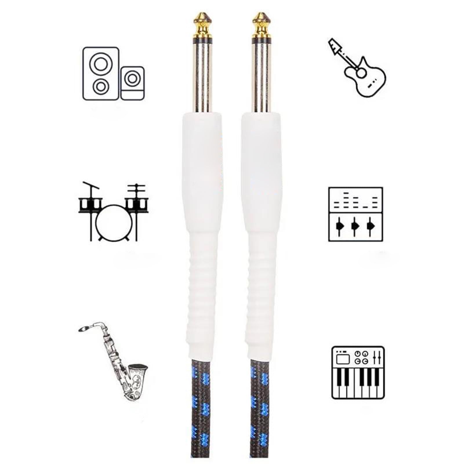 Cavo Audio Per Chitarra Cavi Per Chitarra Da 300 Cm/5 Metri Linea Antirumore 6,35 Mm Pedale Intrecciato Basso Amanti Della Musica Universale(Type6)