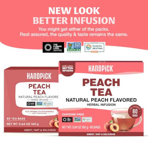 Image of HANDPICK Peach Fruit Tea(80 Teabags) Fruity, Floral & Refreshing Flavor