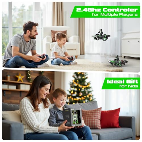 Drones for Kids 8-12 Mini Small Nano Indoor RC Quadcopter Toy for Age 10-15 12-14 Boys, 2 in 1 Remote Control Jumping Flying Car with Race on Land Mode,Circle Fly,360 Flip,Altitude Hold,2 Batteries - Image 6