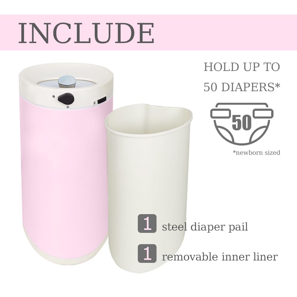 Cubo de pañales a prueba de olores, para bebé, con tapa, color rosa | Cubo de pañales a prueba de olores, cubo de pañales para bebé con tapa, cubo de basura para bebés, a prueba de olores