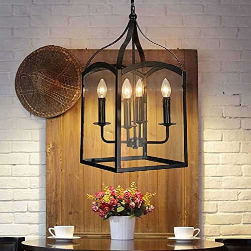 Éclairage de cage carrée 4 lumières pour une suspension de style rustique