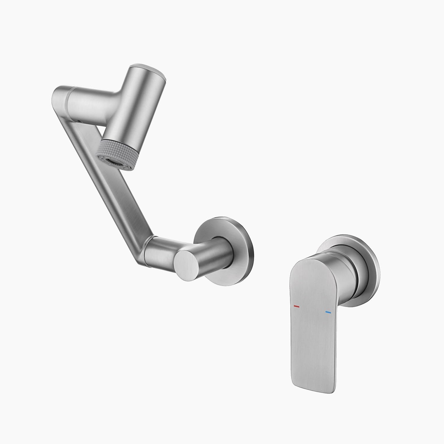 Lefton Wall Mount Bathroom Faucet with Temperature Display (Battery-Free), Single Handle Wall Mount Faucet for Bathroom Sink, Brushed Nickel, BFWM2401-0