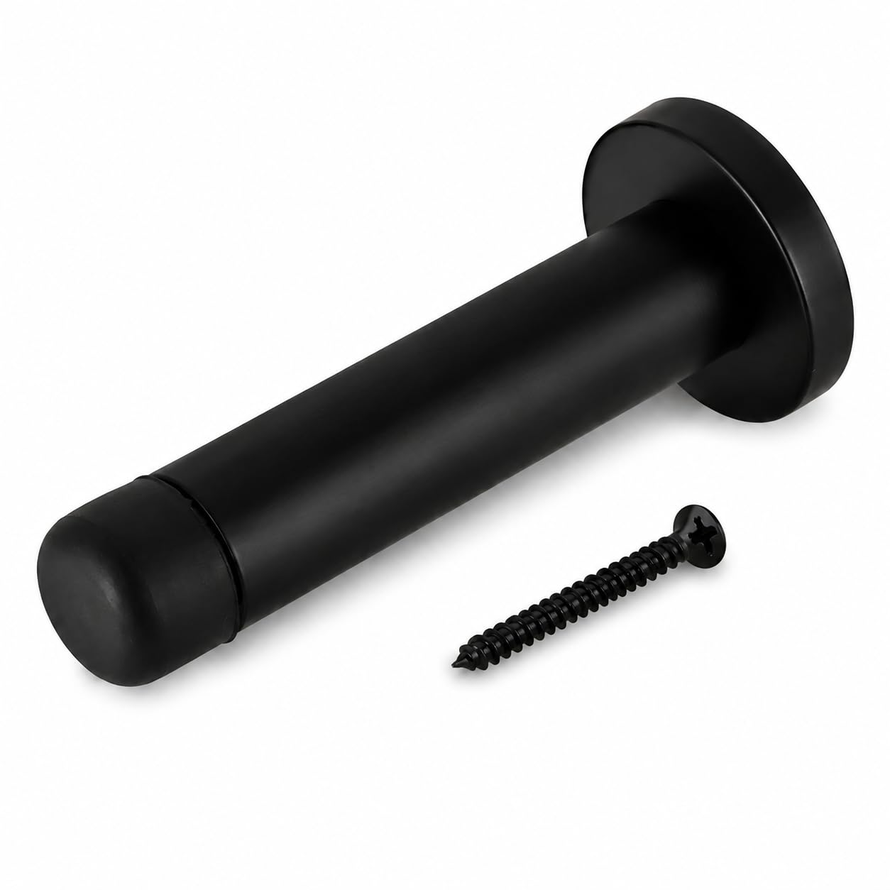 Door Stopper, Door Stop Wall Mounted with Rubber Tips Protector, Stainless Steel Door Stop for Skirtings Indoor Outdoor, 75mm (1, Matt Black)